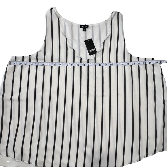 Torrid New Tank Striped Georgette Double Layer Swing Top Off White Black 3X NWT - Picture 12 of 14